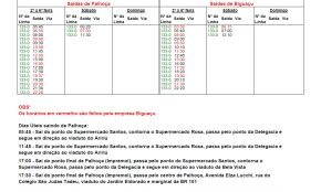 Alteração na tabela de horários da linha Palhoça - Biguaçu