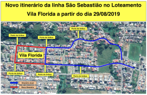 Novo itinerário da linha São Sebastião no loteamento Vila Florida